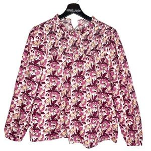 J. Crew | Liberty Fabric Smocked Button Back Long Sleeve Top Size Medium